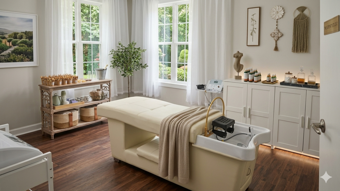 iFestética treatment room with professional massage bed